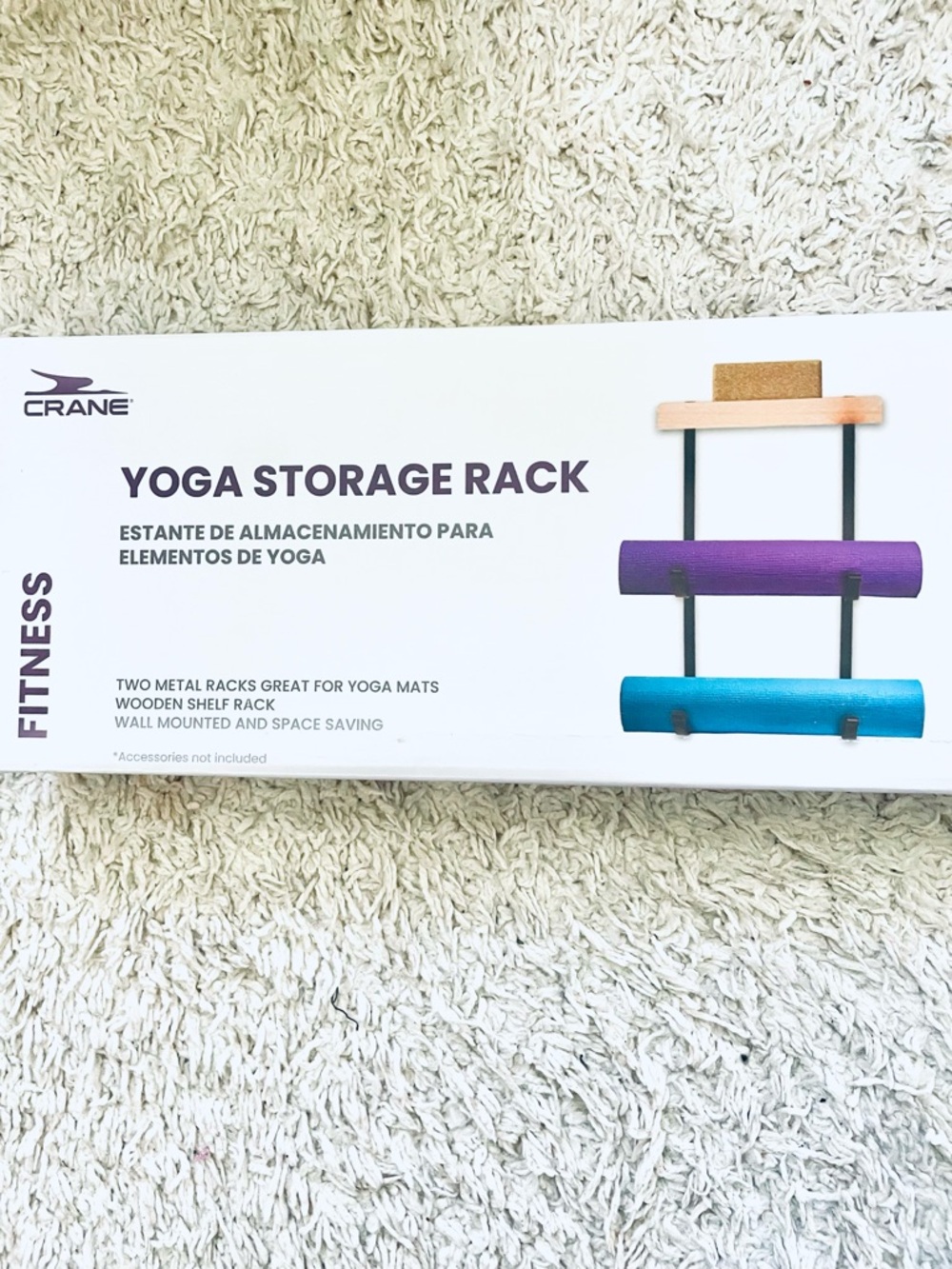 GAIAM Yoga Storage Rack in Purple & Teal with Wooden Shelf